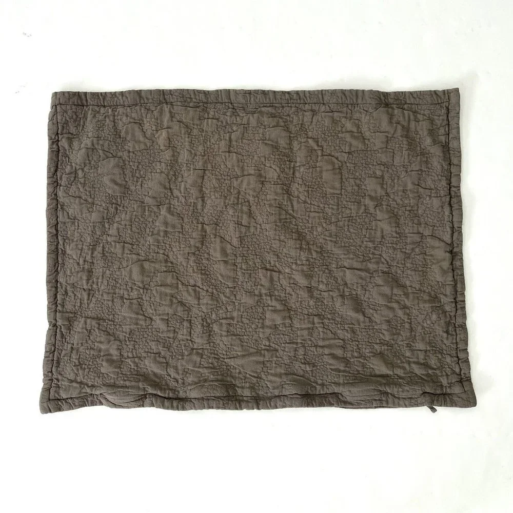 Restoration Hardware Single Pillow Cover Grey-Green Textured 100% Cotton Zip